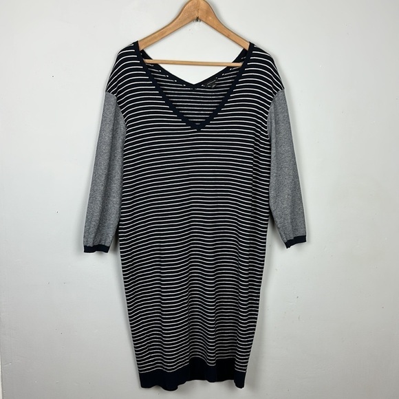 Ann Taylor Colorblock Stripe Sweater Dress Sz L - Picture 5 of 11